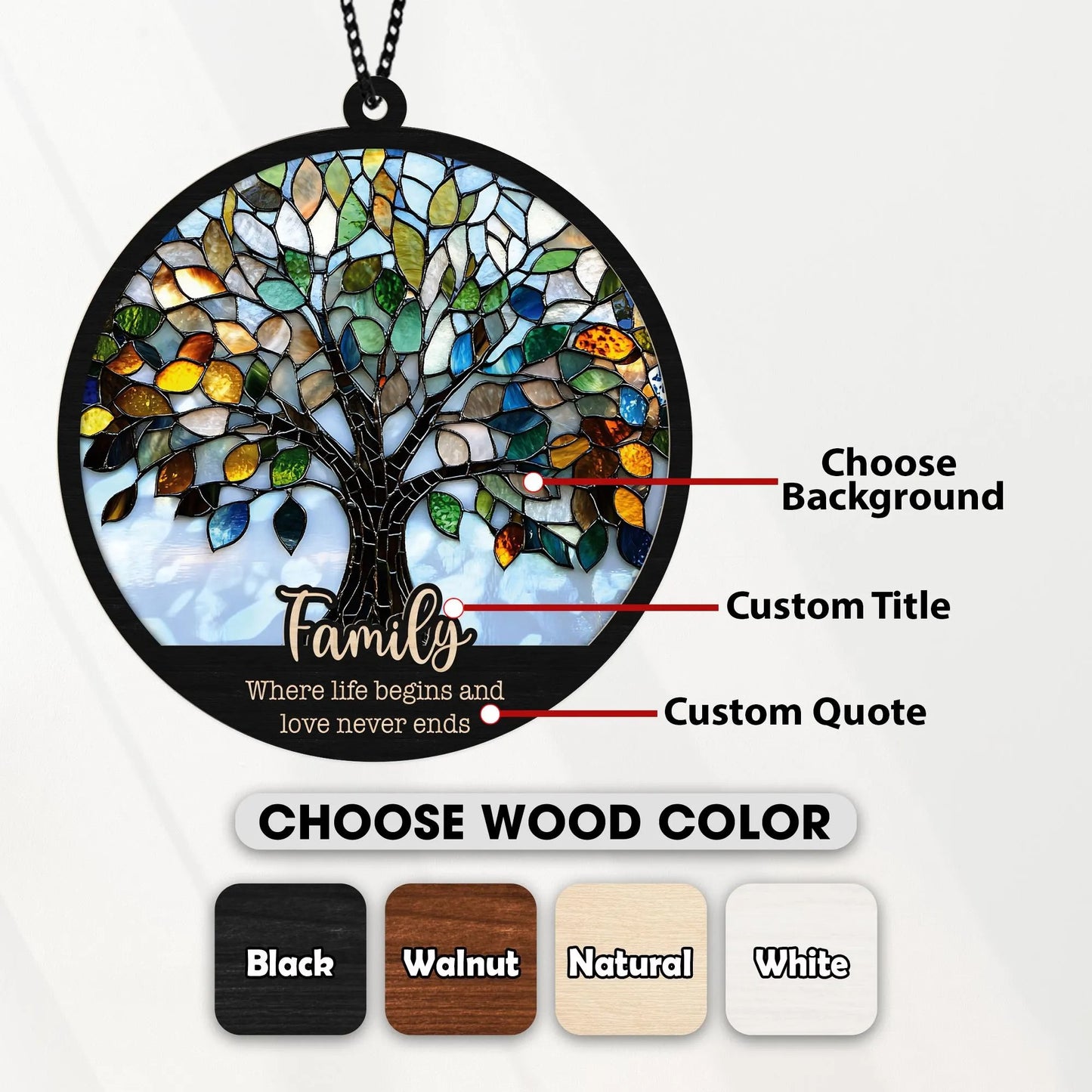 Netecom Personalized Tree of Life Suncatcher – Custom Family Window Decor, Meaningful Family Gift, Mother’s Day Keepsake