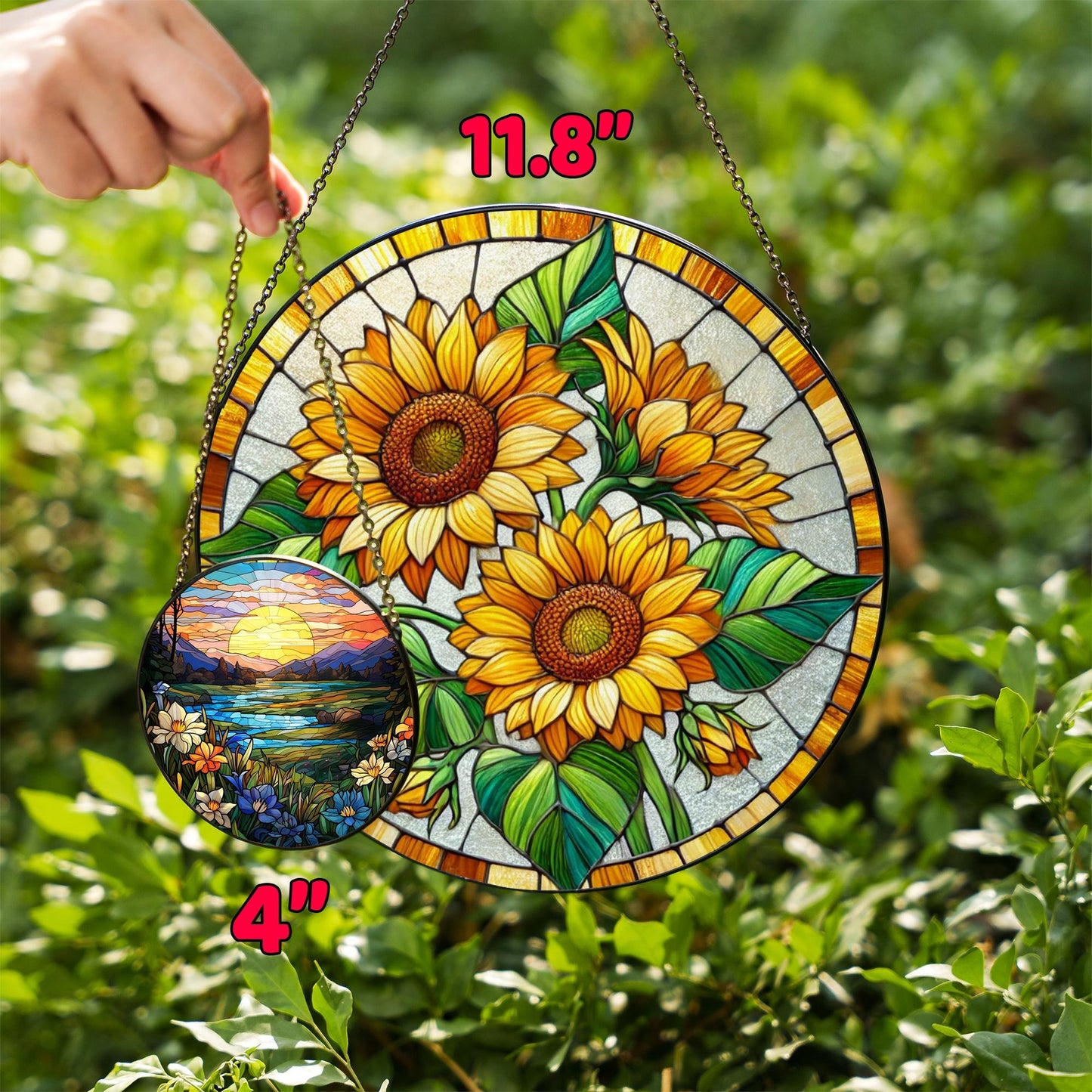 Netecom Sunflower Stained Glass Suncatcher – Window Hanging, Sunflower Ornament, Nature-Inspired Gift for Mother’s Day and Home Decor