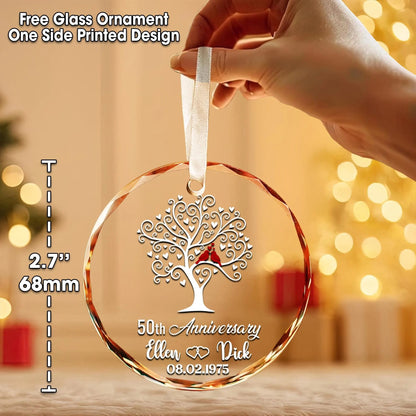 Netecom Personalized 50th Wedding Anniversary Crystal Stained Glass Suncatcher – Golden Anniversary Gift, Marriage Keepsake, Custom Wedding Ornament for Parents Grandparents