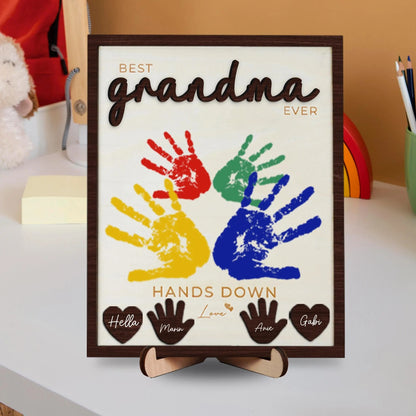 Netecom Mother's Day DIY Handprint Sign Gift for Grandma DIY Mother's Day Gifts Best Grandma Hands Down Personalized Grandmother Gift Unique Mother's Day Keepsake