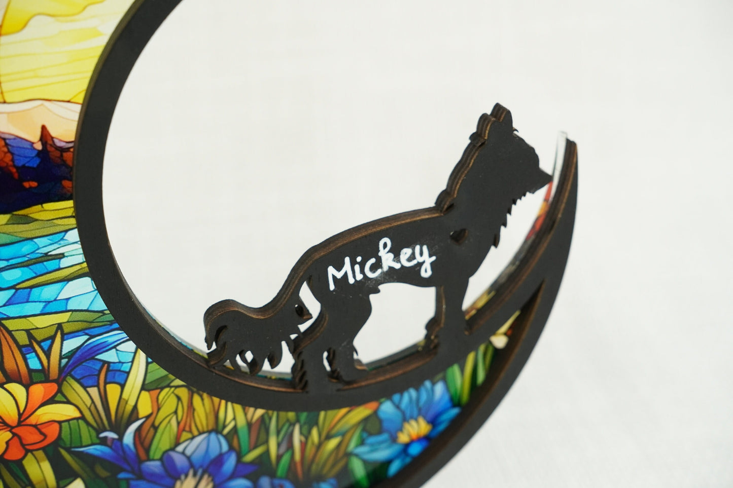 Netecom Chinese Crested Dog Memorial Suncatcher, Pet Loss Sympathy Gift, Custom Dog Name Wall Decor for Dog Lovers, Car Hanging Ornament