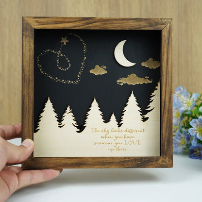 Netecom Personalized Memorial Wooden Frame Remembrance Sign for Loss of Dad Mom, Custom Gift