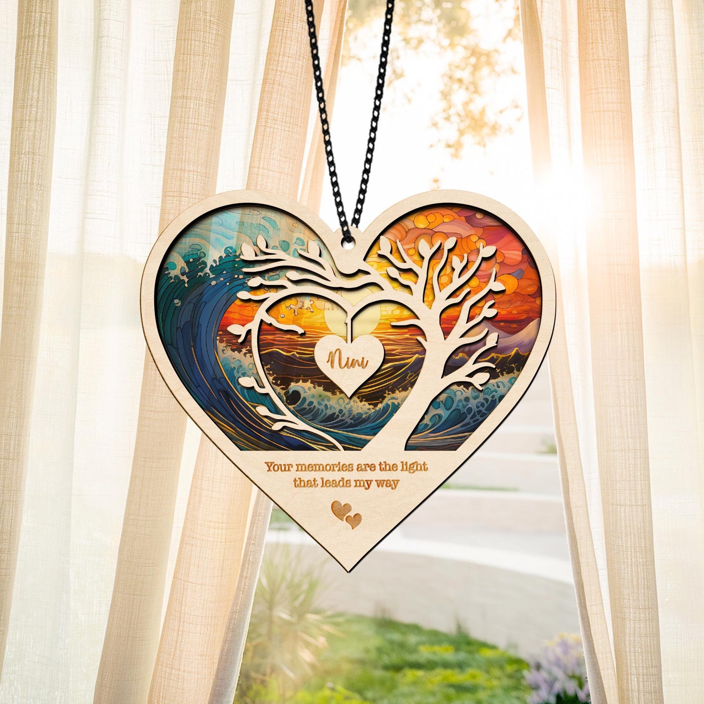Netecom Personalized Memorial Suncatcher – Sympathy Gift, Remembrance Keepsake, Loss of Mom Family, Bereavement Window Hanging
