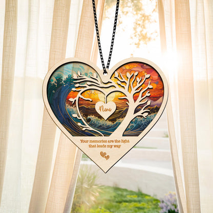 Netecom Personalized Memorial Suncatcher – Sympathy Gift, Remembrance Keepsake, Loss of Mom Family, Bereavement Window Hanging