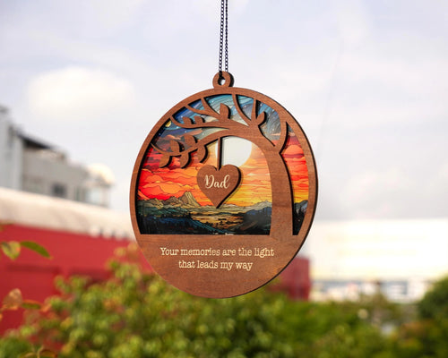 Netecom Personalized Memorial Suncatcher – Sympathy Gift for Loss of Dad, Father in Heaven Keepsake, Remembrance Ornament, Bereavement Gift