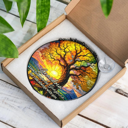 Netecom Personalized Memorial Stained Glass Suncatcher – Sympathy Gift for Loss of Dad, Father in Heaven, Memorial Tribute, Custom Lightcatcher