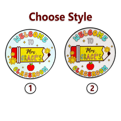 Netecom Personalized Teacher Stained Glass Suncatcher – Custom Teacher Appreciation Gift, Classroom Decor, Back to School Window Hanging