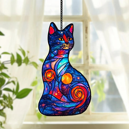 Netecom Black Cat Moon Acrylic Suncatcher – Gift for Women Men Cat Lovers, Celestial Home Decor Gift, Window Hanging