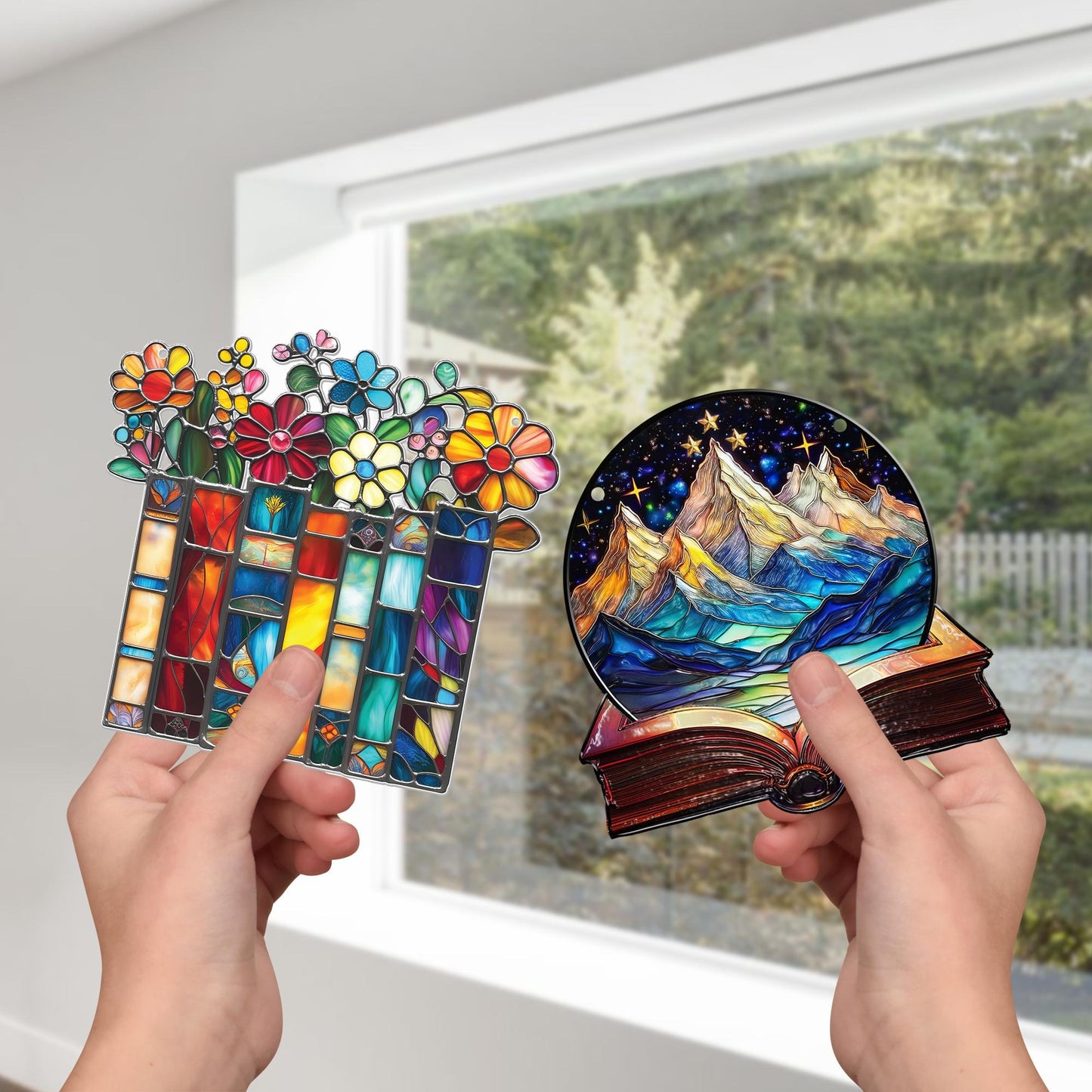 Netecom Birth Month Flower Suncatcher – Personalized Grandma’s Garden Gift, Mother’s Day Window Hanging, Home Decor for Grandma