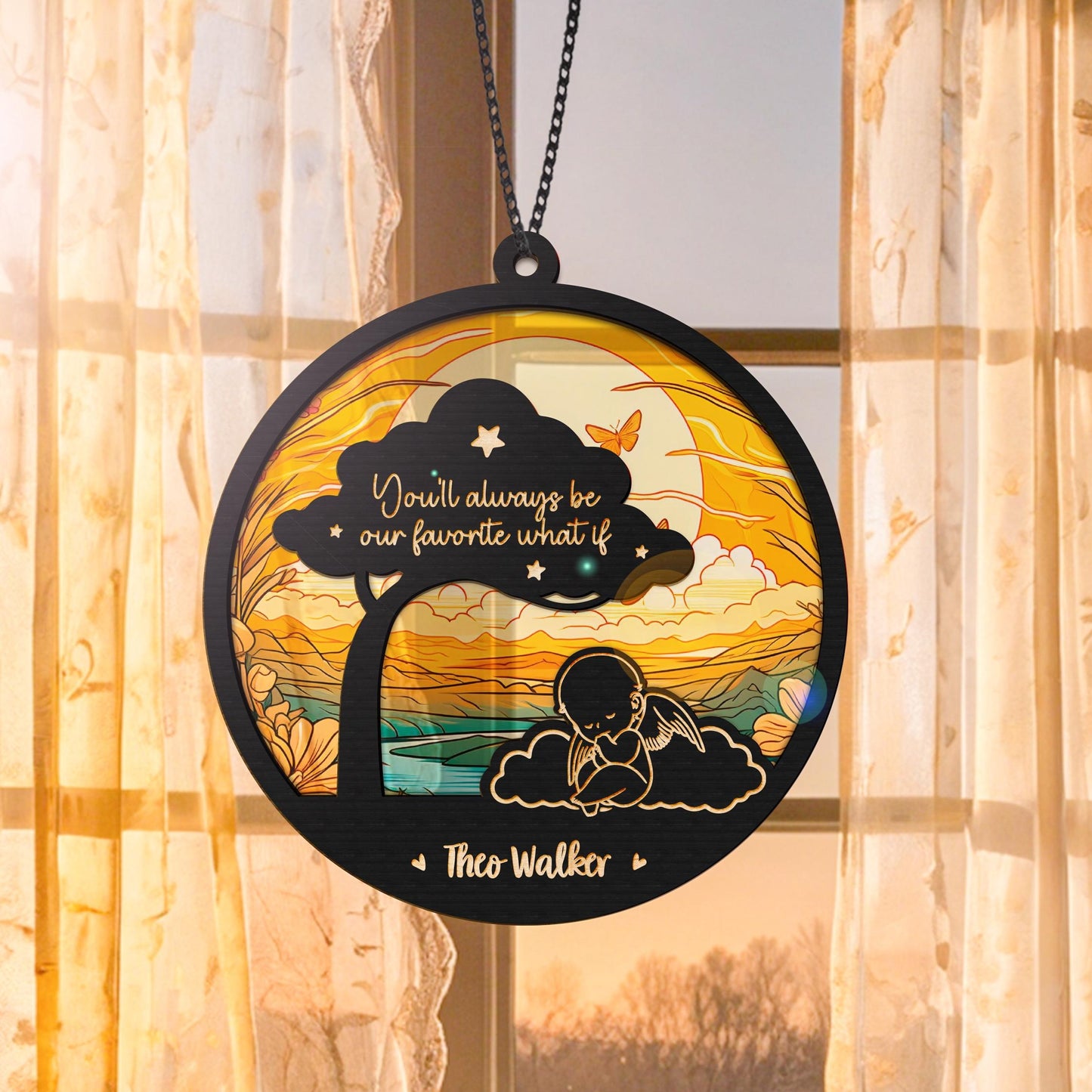 Netecom Personalized Angel Baby Memorial Suncatcher – Infant Loss Remembrance Gift, Miscarriage Keepsake, Baby Sympathy Window Hanging