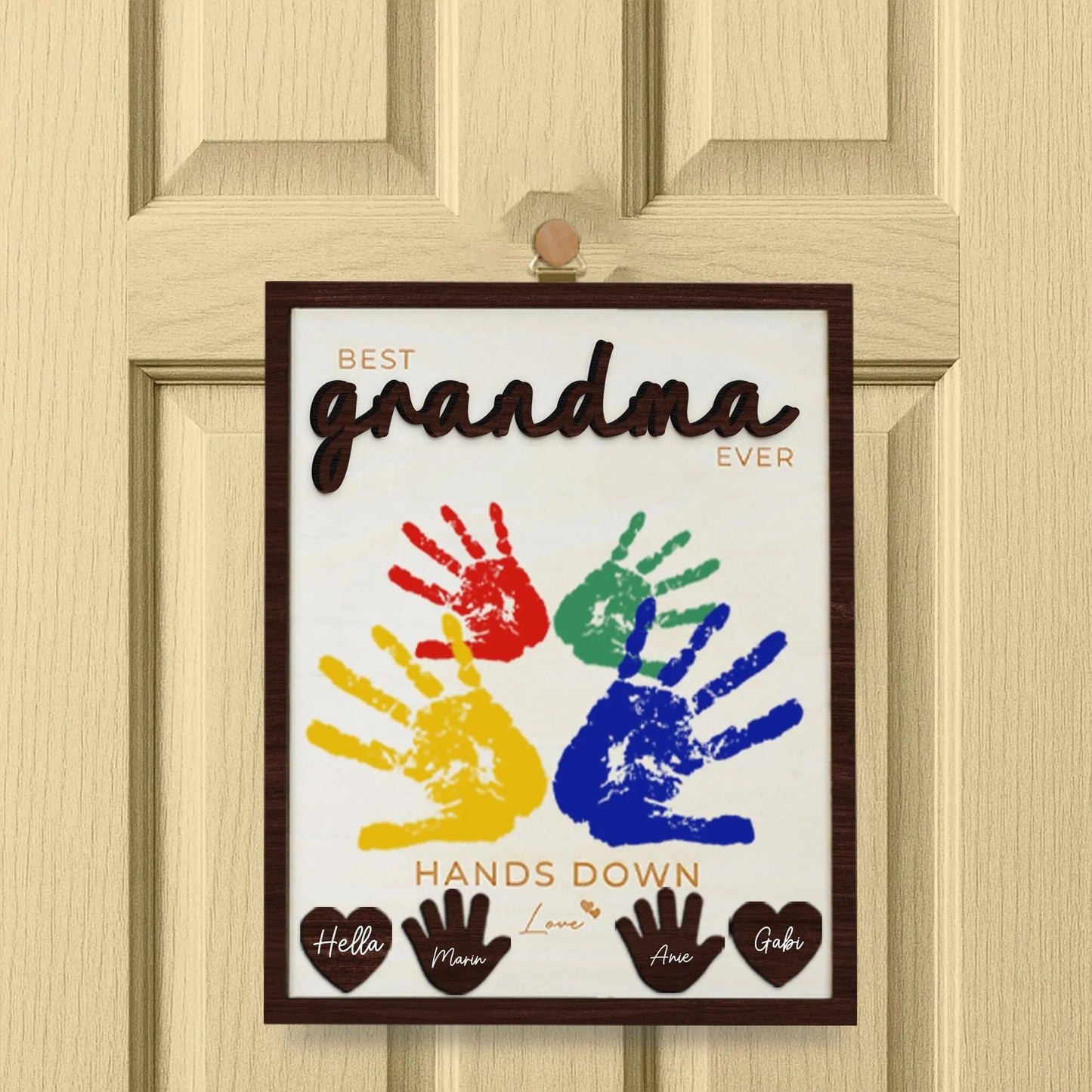 Netecom Mother's Day DIY Handprint Sign Gift for Grandma DIY Mother's Day Gifts Best Grandma Hands Down Personalized Grandmother Gift Unique Mother's Day Keepsake