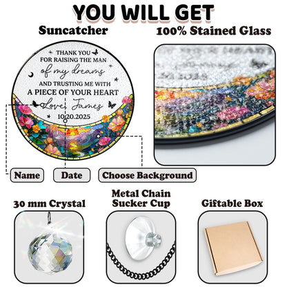 Netecom Personalized Mother-in-law Stained Glass Suncatcher – Wedding Gift from Bride, Thank You for Raising the Man, Wedding Keepsake