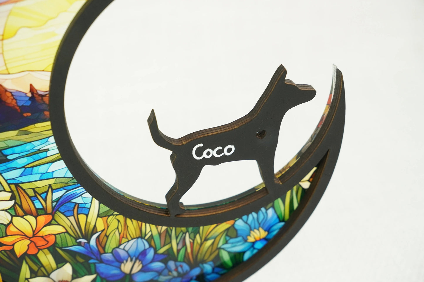 Netecom Personalized Fox Terrier Dog Memorial Suncatcher – Custom Pet Loss Sympathy Gift, Dog Passing Remembrance Ornament, Window and Car Hanging Decor