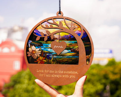 Netecom Personalized Memorial Suncatcher – Sympathy Window Ornament for Loss of Father, Family Bereavement Gift, Father in Heaven Remembrance