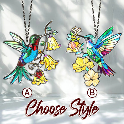 Netecom Hummingbird Acrylic Suncatcher – Bird Flower Window Hanging, Nature Lover Gift, Vibrant Garden Decor, Colorful Hummingbird Window Hangings