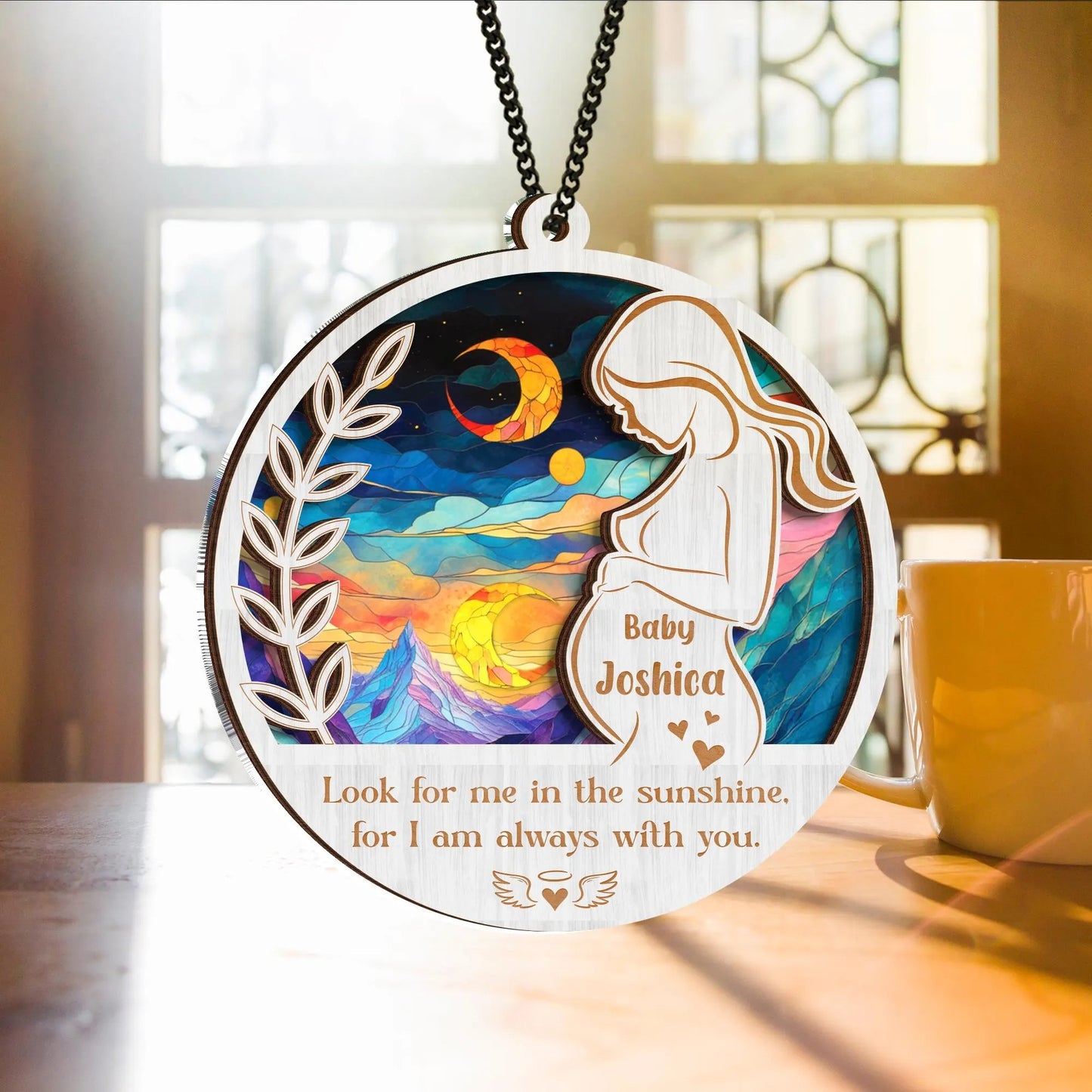 Netecom Personalized Angel Baby Memorial Suncatcher – Infant Loss Remembrance Gift, Miscarriage Tribute Ornament, Stillborn Sympathy Keepsake