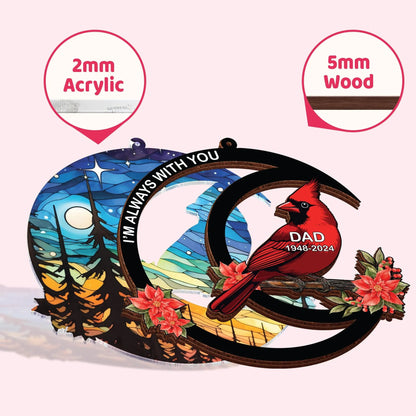 Netecom Personalized Cardinal Memorial Suncatcher – Loss of Dad Sympathy Gift, Father in Heaven Tribute