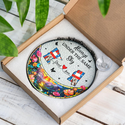 Netecom Personalized Long Distance Stained Glass Suncatcher, Always Under the Same Sky Gift, Long Distance Friendship Keepsake, Sister Best Friend