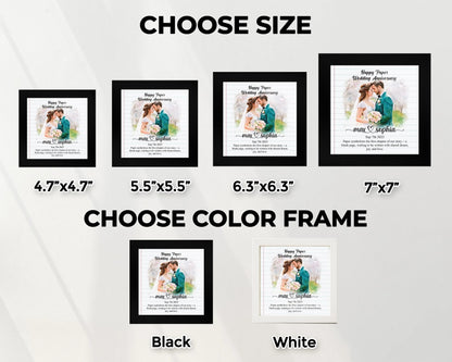 Netecom Personalized Paper Wedding Anniversary Frame, 1st Anniversary Gift for Wife or Husband, Custom Photo Wooden Frame with Names Date Quote, Traditional Paper Anniversary Keepsake