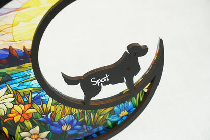 Netecom Golden Retriever Dog Memorial Suncatcher – Personalized Pet Loss Sympathy Gift, Rainbow Bridge Remembrance Ornament, Car Hanging and Wall Decor