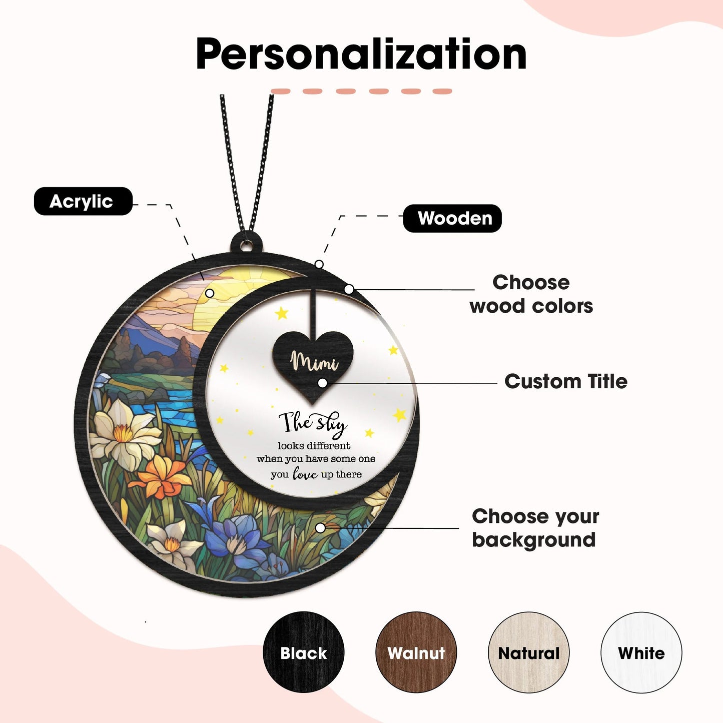 Netecom Personalized Memorial Suncatcher – Sympathy Gift for Loss of Mom Dad, In Loving Memory Keepsake, Bereavement for Parents