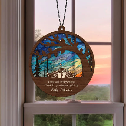 Netecom Personalized Sleeping Baby Memorial Suncatcher – Custom Sympathy Gift for Loss of Baby, Born Into Heaven