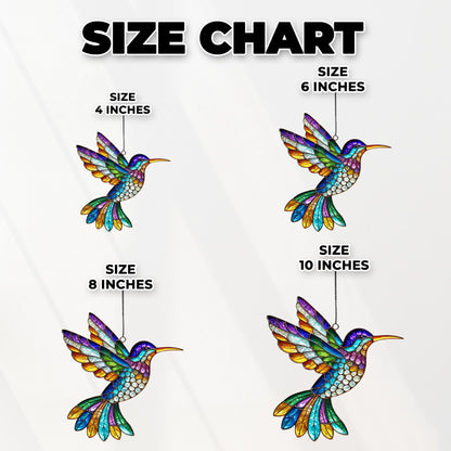Netecom Hummingbird Acrylic Suncatcher Window Hanging, Colorful Bird Wildflower Decor, Nature Lover Gift