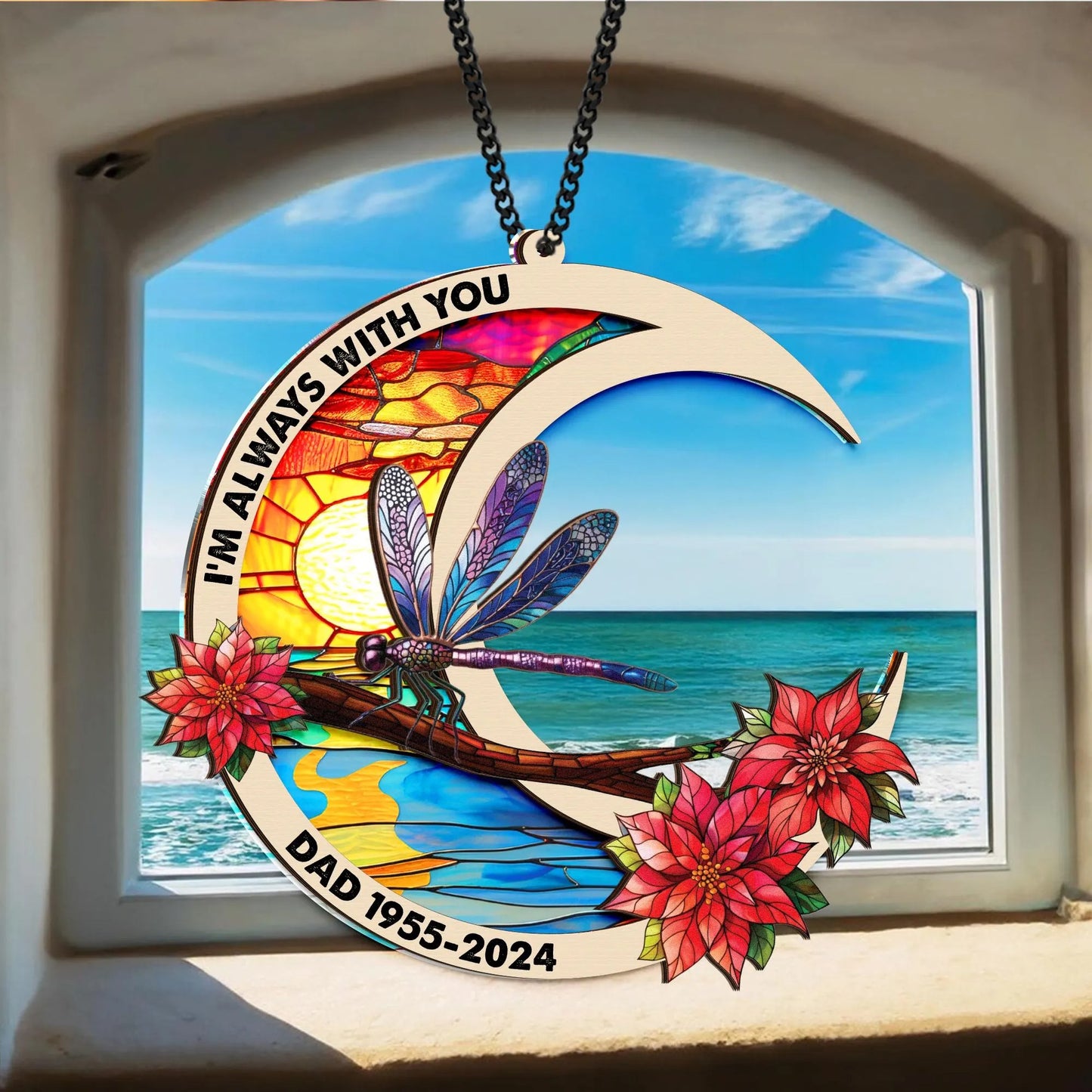 Netecom Personalized Memorial Suncatcher – Custom Sympathy Gift for Loss of Loved One, In Loving Memory Keepsake
