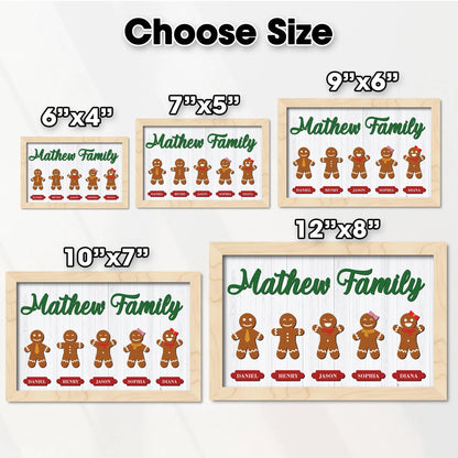 Netecom Personalized Gingerbread Family Christmas Plaque, Custom 3D Family Name Wooden Sign, Gingerbread Cookie Holiday Decor, Meaningful Christmas Gift for Family & Home