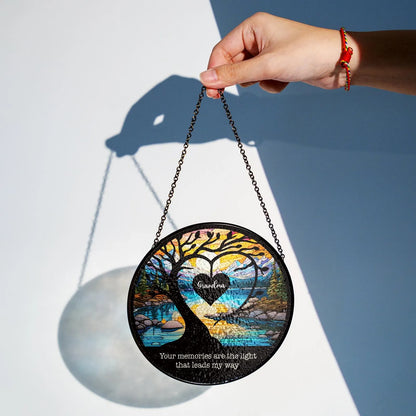 Netecom Mom Memorial Stained Glass Suncatcher – Personalized Lightcatcher, Mother in Heaven Tribute, Sympathy Gift