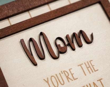 Netecom Personalized Mom Puzzle Wooden Frame Piece That Holds Us Together Sign Mother’s Day Gift for Mom Custom Family Name Keepsake