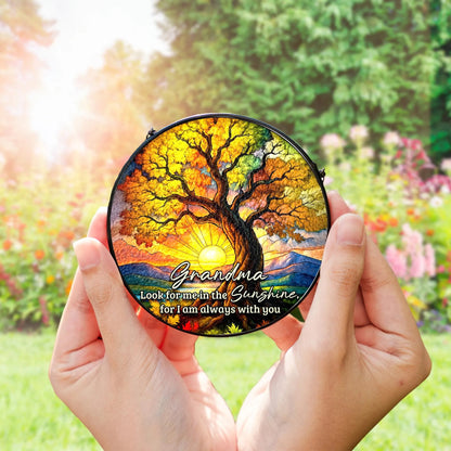 Netecom Personalized Memorial Stained Glass Suncatcher – Sympathy Gift for Loss of Dad, Father in Heaven, Memorial Tribute, Custom Lightcatcher