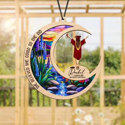 Netecom Personalized Graduation Suncatcher, She Believed She Could - Class of 2025 Inspirational Gift