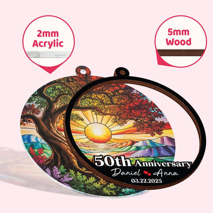 Netecom 50th Anniversary Suncatcher – Personalized Golden Wedding Gift, Custom Couple Keepsake, Wedding Anniversary Decoration, Grandparents Anniversary Gift
