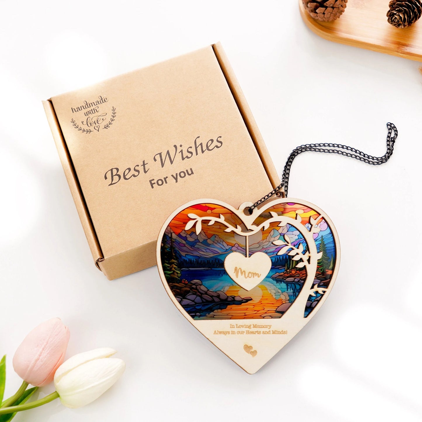 Netecom Personalized Memorial Suncatcher – Sympathy Gift for Loss of Mom Dad, In Loving Memory Keepsake, Bereavement for Parents