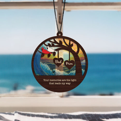 Netecom Personalized Cardinal Remembrance Suncatcher – Sympathy Gift for Loss of Dad Mom, Memorial Keepsake
