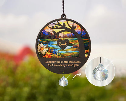 Netecom Personalized Sympathy Crystal Suncatcher – Memorial Gift for Loss of Dad, Father in Heaven Remembrance