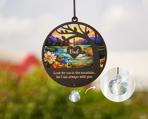Netecom Personalized Sympathy Crystal Suncatcher – Memorial Gift for Loss of Dad, Father in Heaven Remembrance