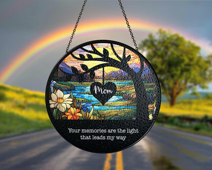 Netecom Memorial Stained Glass Suncatcher – Personalized Sympathy Gift for Loss of Mom, Father in Heaven Remembrance