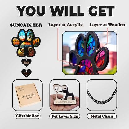 Netecom Personalized Pet Memorial Suncatcher – Custom Dog & Cat Sympathy Gift for Loss