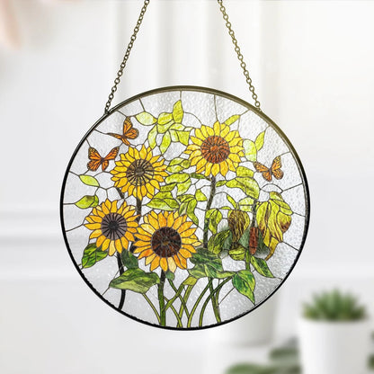 Netecom Monarch Butterfly Stained Glass Suncatcher – Butterfly Window Hanging, Sun Room Decor, Moth Lover Gift, Flower Sun Catcher for Home Decoration