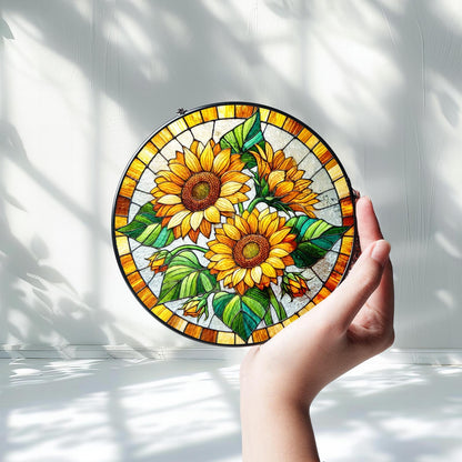 Netecom Sunflower Stained Glass Suncatcher – Window Hanging, Sunflower Ornament, Nature-Inspired Gift for Mother’s Day and Home Decor