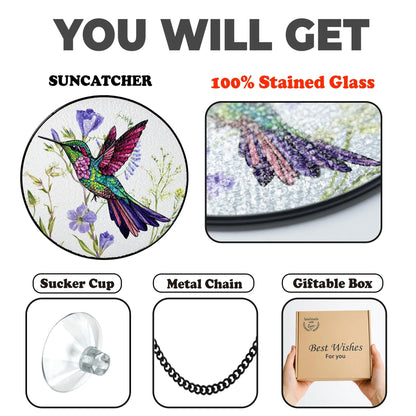 Netecom 8" Hummingbird Stained Glass Suncatcher – Bird Lover Gift, Window Hanging, Mothers Day Gift, Bird Wall Art, Grandma Gift, Nature Decor