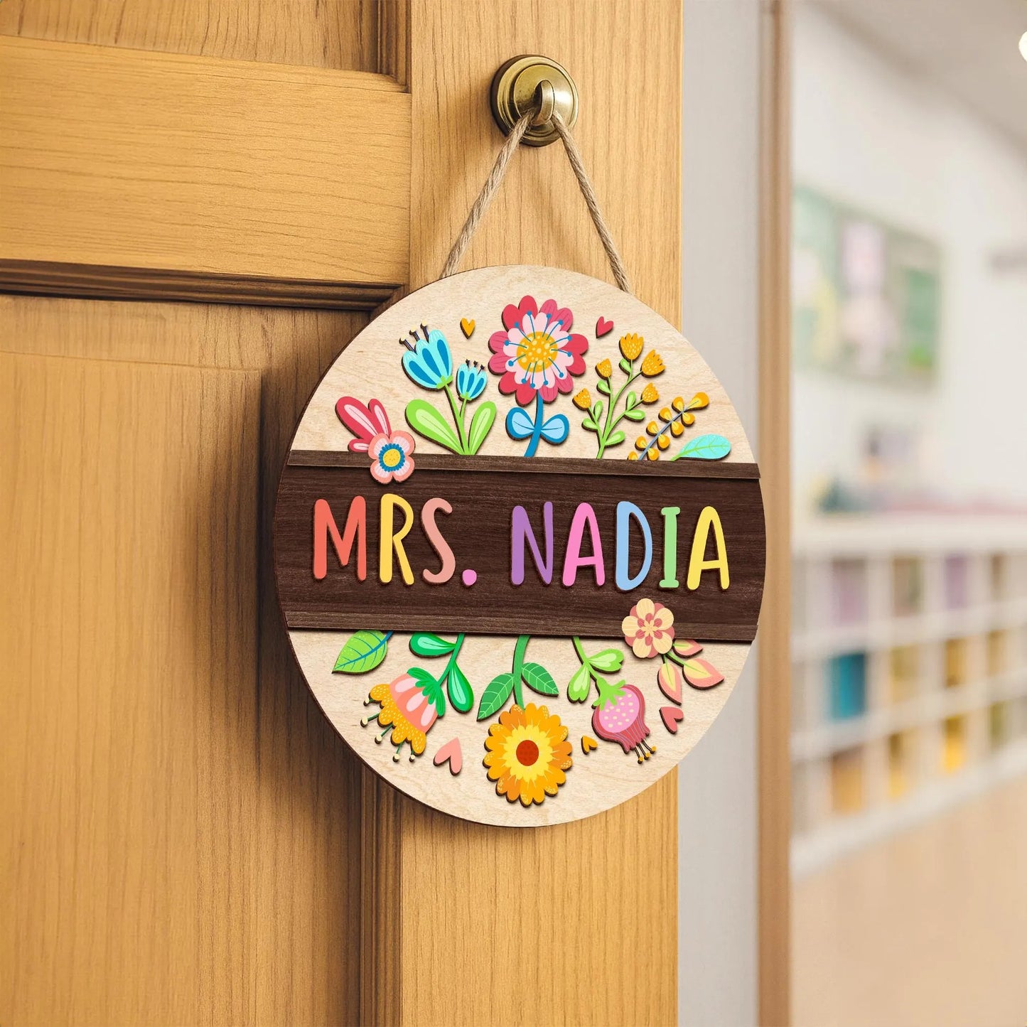 Netecom Custom Teacher Appreciation Stained Glass Gift For Teacher Floral Teacher Name Suncatcher Classroom Back To School Gift Teacher Welcome Sign