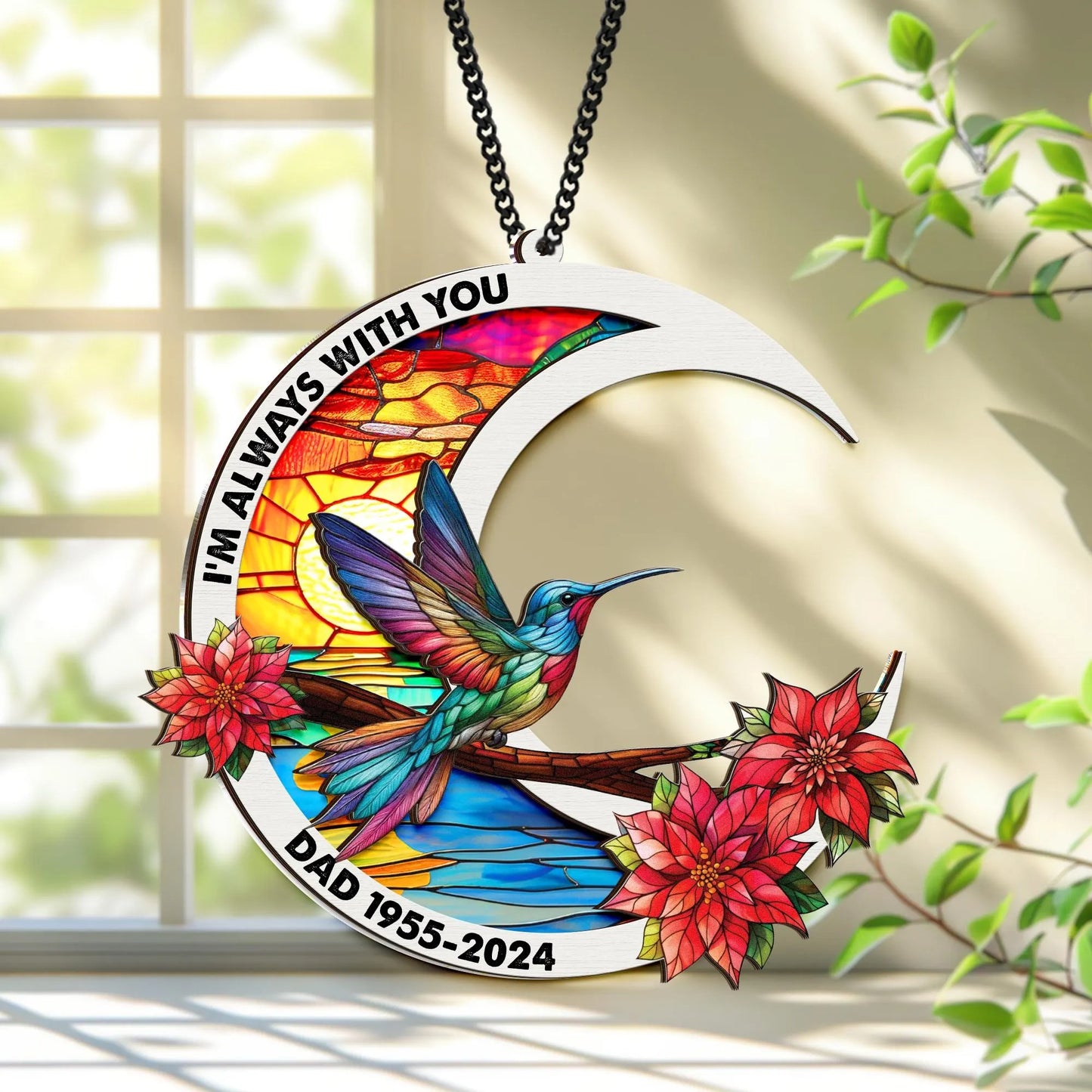 Netecom Personalized Memorial Suncatcher – Custom Sympathy Gift for Loss of Loved One, In Loving Memory Keepsake