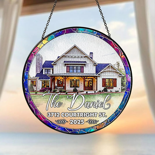 Netecom Personalized House Photo Watercolor Suncatcher – Custom Home Portrait Gift for Housewarming, Realtor Closing Gift, New Home Decor, Window Hanging Ornament