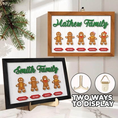 Netecom Personalized Gingerbread Family Christmas Plaque, Custom 3D Family Name Wooden Sign, Gingerbread Cookie Holiday Decor, Meaningful Christmas Gift for Family & Home