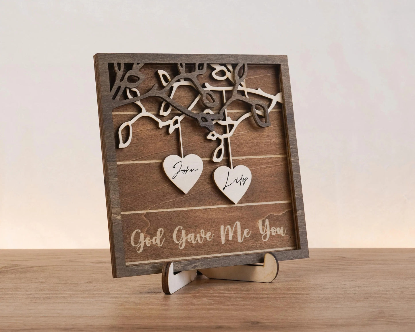 Netecom Personalized Couple Wooden Sign Custom Names Wood Frame Anniversary Wedding Gift Romantic Home Decor for Couples