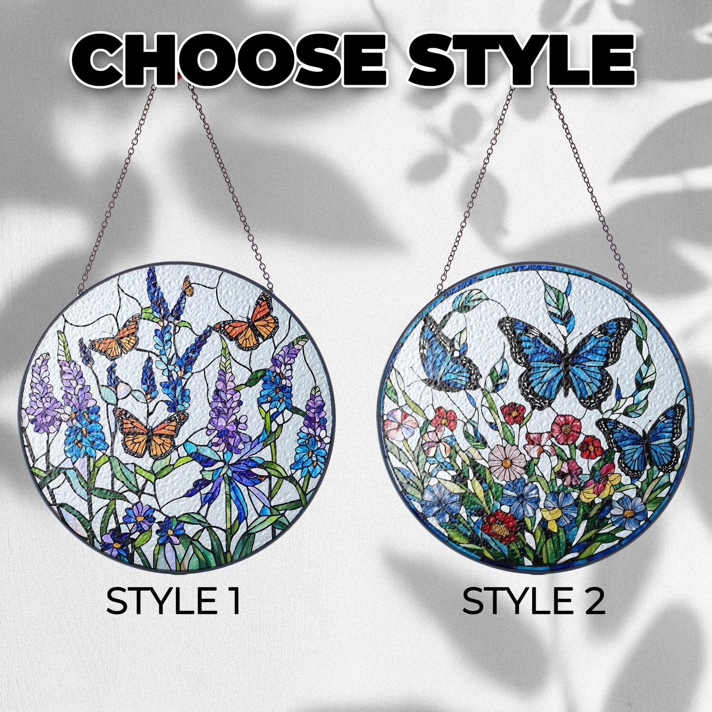 Netecom Lavender Monarch Butterfly Stained Glass Suncatcher – Window Hanging Wall Decor, Beautiful Gifts for Butterfly Lovers, Sun Catcher Butterfly