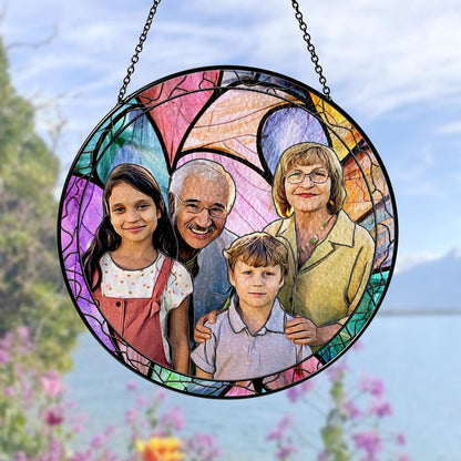 Netecom Personalized Dad Gift – Custom Stained Glass Suncatcher,  Father’s Day Birthday Christmas for Dad Men, Photo Window Hanging Keepsake